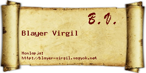 Blayer Virgil névjegykártya